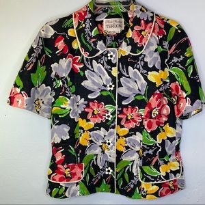 ***Vintage Richie Freeman for Teri Jon Floral Short Sleeve Jacket***6
